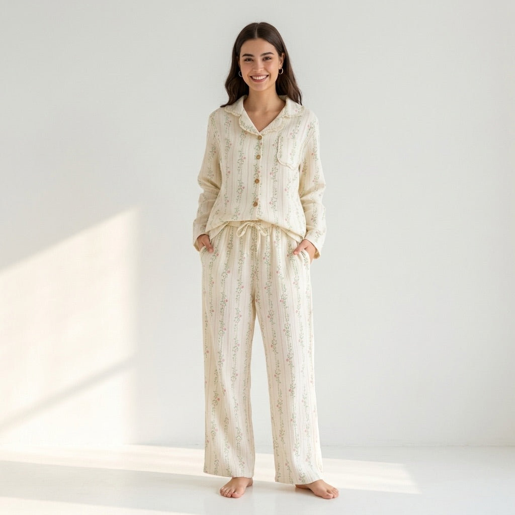 Langer Musselin Pyjama