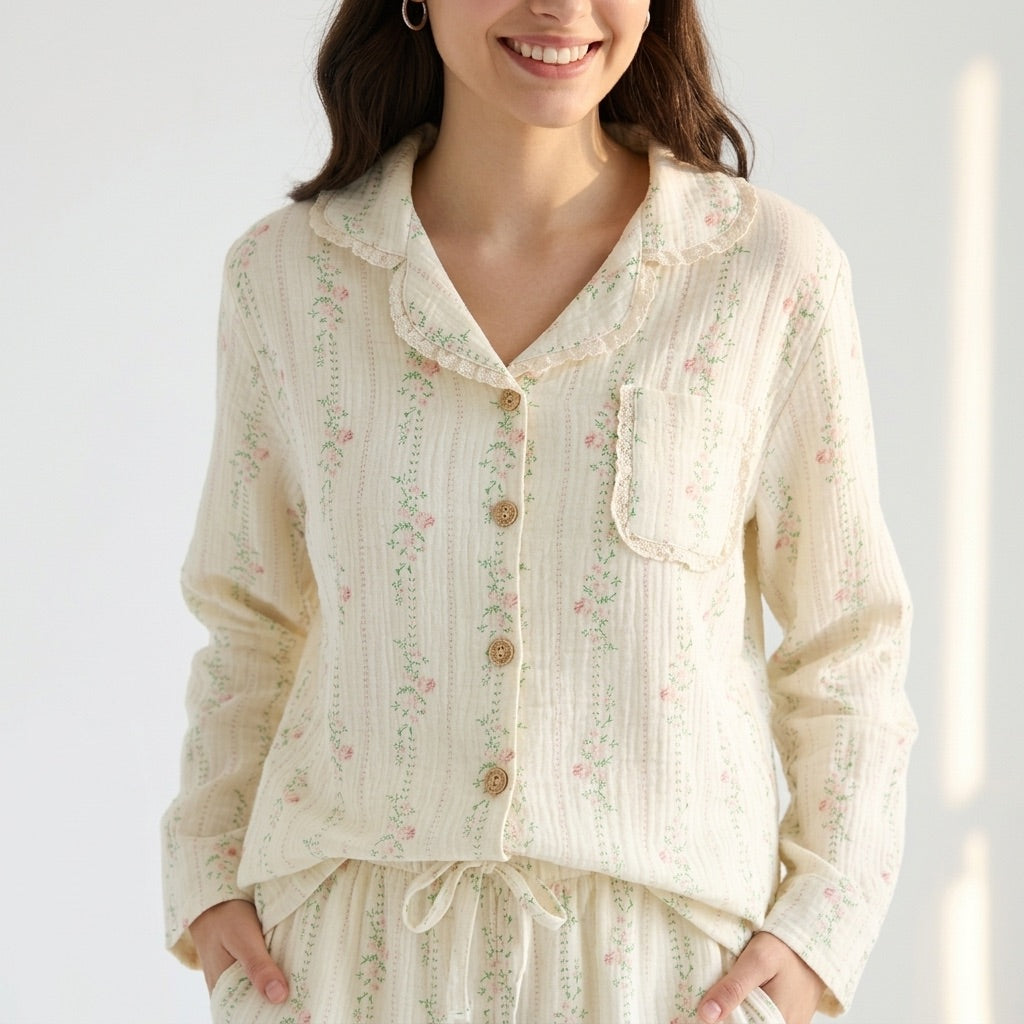Langer Musselin Pyjama